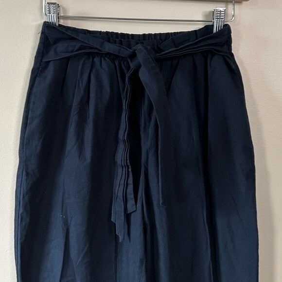 Zara Navy Blue High Waisted Paperbag Straight Leg Pants Size XS - Picture 2 of 5